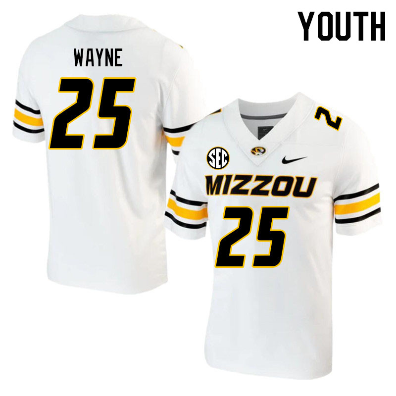 Youth #25 Ja'Marion Wayne Missouri Tigers College 2023 Football Stitched Jerseys Sale-White - Click Image to Close